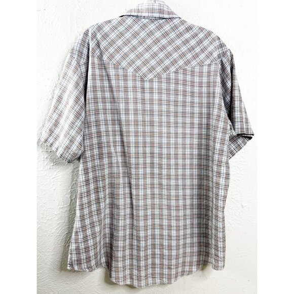 VTG Express Rider XL Western Pearl Snap Short Sleeve Plaid Shirt EUC - Picture 2 of 6